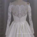 Long Sleeve French Lace A Line Mikado Wedding Dress 2016